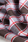 Yarn Dyed Plaid Irish Linen Suiting Deadstock - Brown + Red + White | Core Fabrics