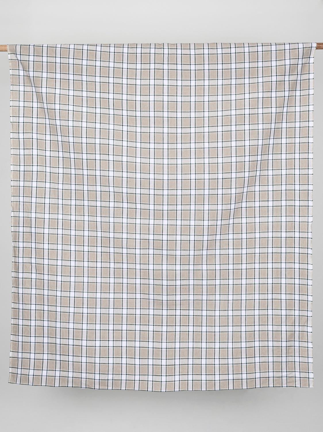 Yarn Dyed Plaid Irish Linen Suiting Deadstock - Beige + Green + White | Core Fabrics