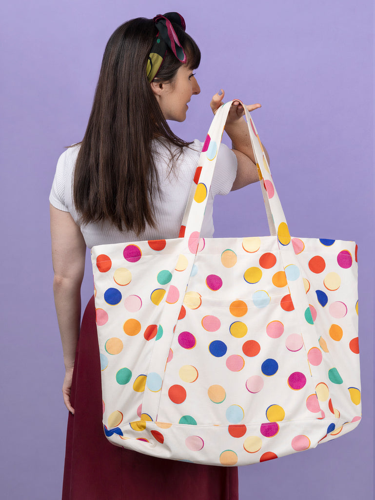 Marbles Print Organic Cotton Canvas - Cream + Multicolour | Core Fabrics