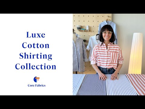 Luxe Pinstriped Cotton Poplin Shirting - Navy Blue + White | Core Fabrics