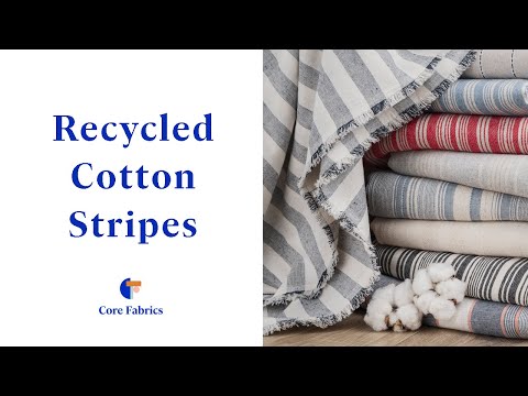 Striped Recycled Cotton Linen Twill - Red + Cream | Core Fabrics