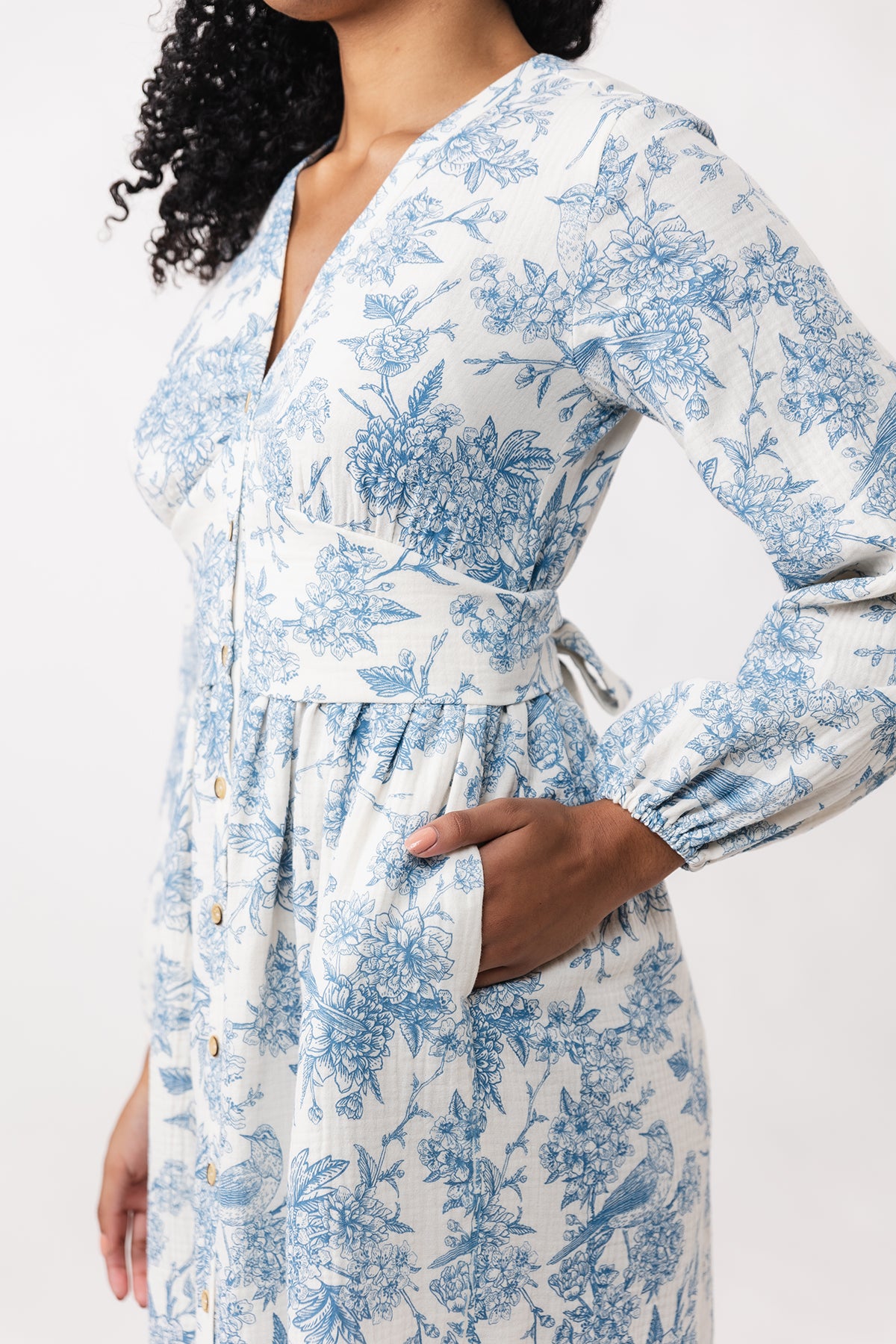 midi gathered dress Lula Gathered Bust Midi Dress Blue