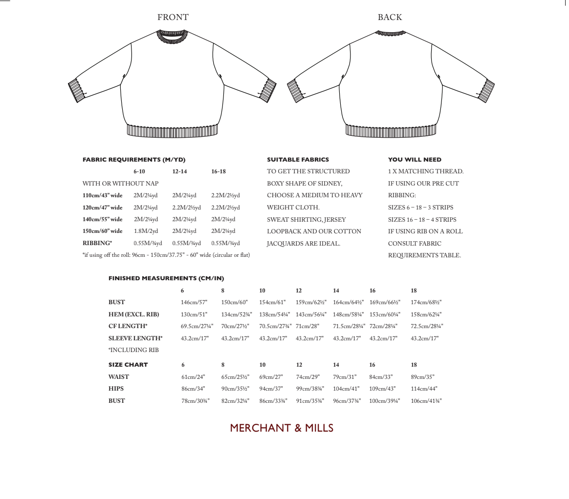 Merchant + Mills - Sidney Sweatshirt | Core Fabrics