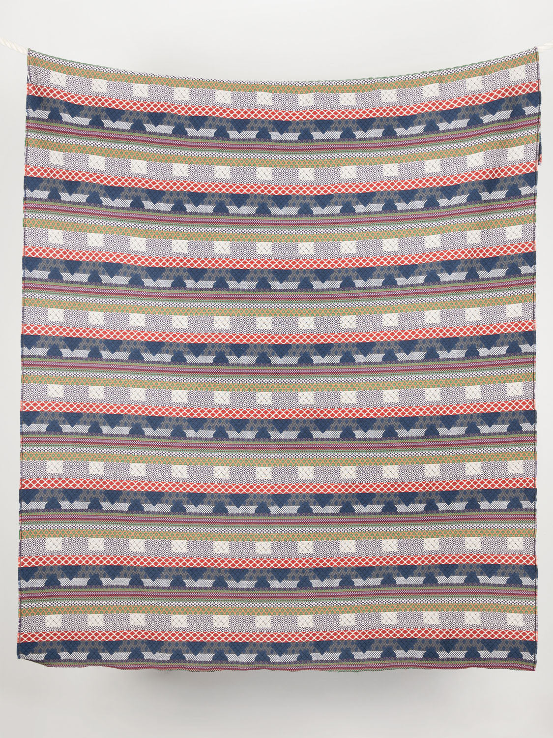 Banded Cotton Jacquard - Blue + Red + White | Core Fabrics