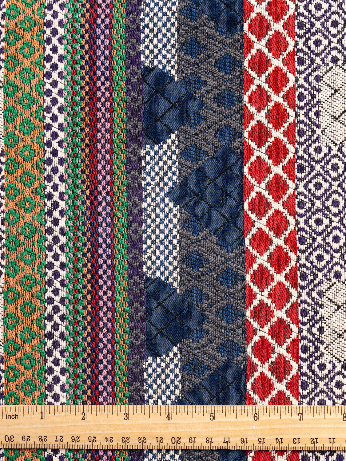 Banded Cotton Jacquard - Blue + Red + White | Core Fabrics