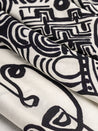 Bold Graphic Line Print Viscose Twill - Cream + Black | Core Fabrics
