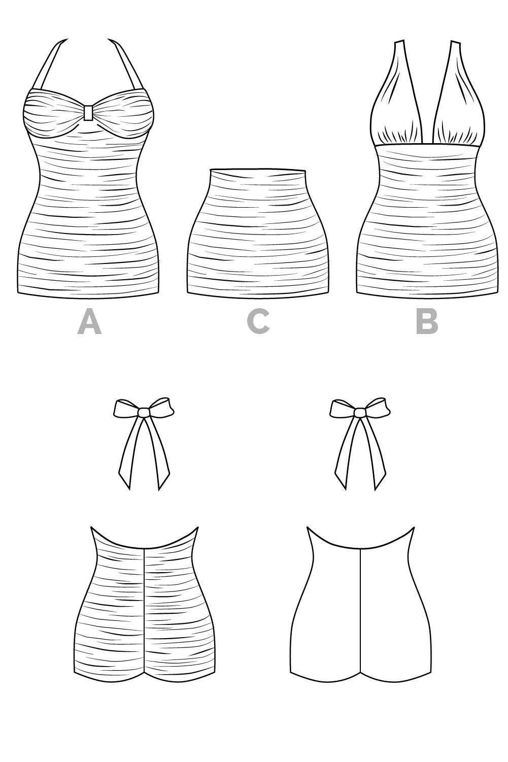 Bombshell_swimsuit_pattern_Technical_drawsings | Core Fabrics