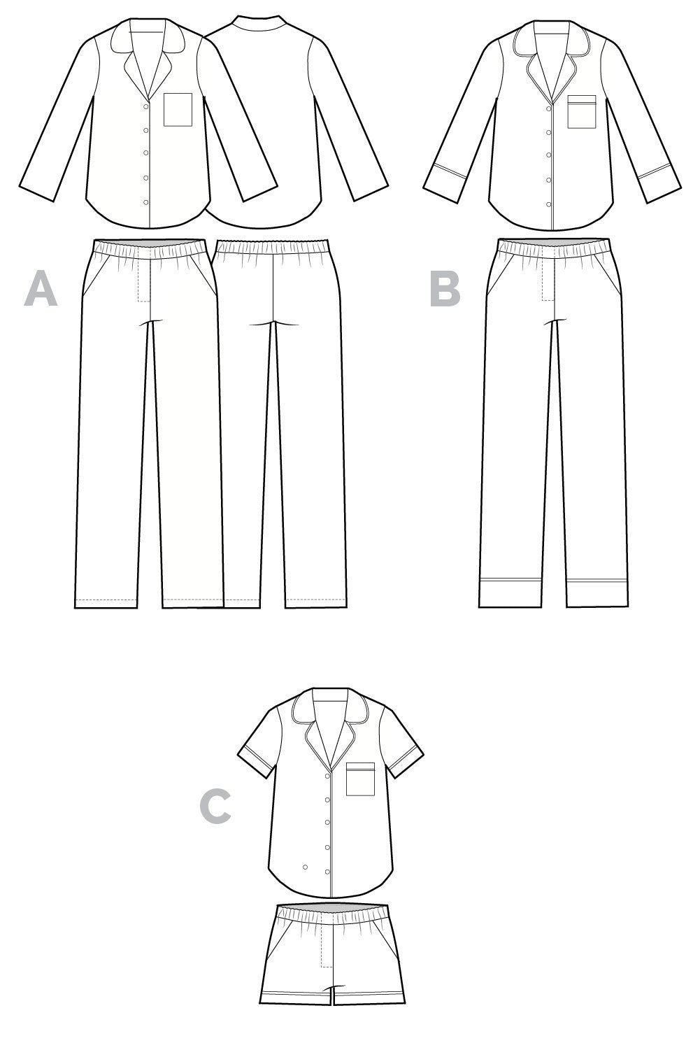 Carolyn_Pajamas_patterns_Technical_flat_d92495ff-3d15-4cc8-9df5-e53805b9cabf | Core Fabrics
