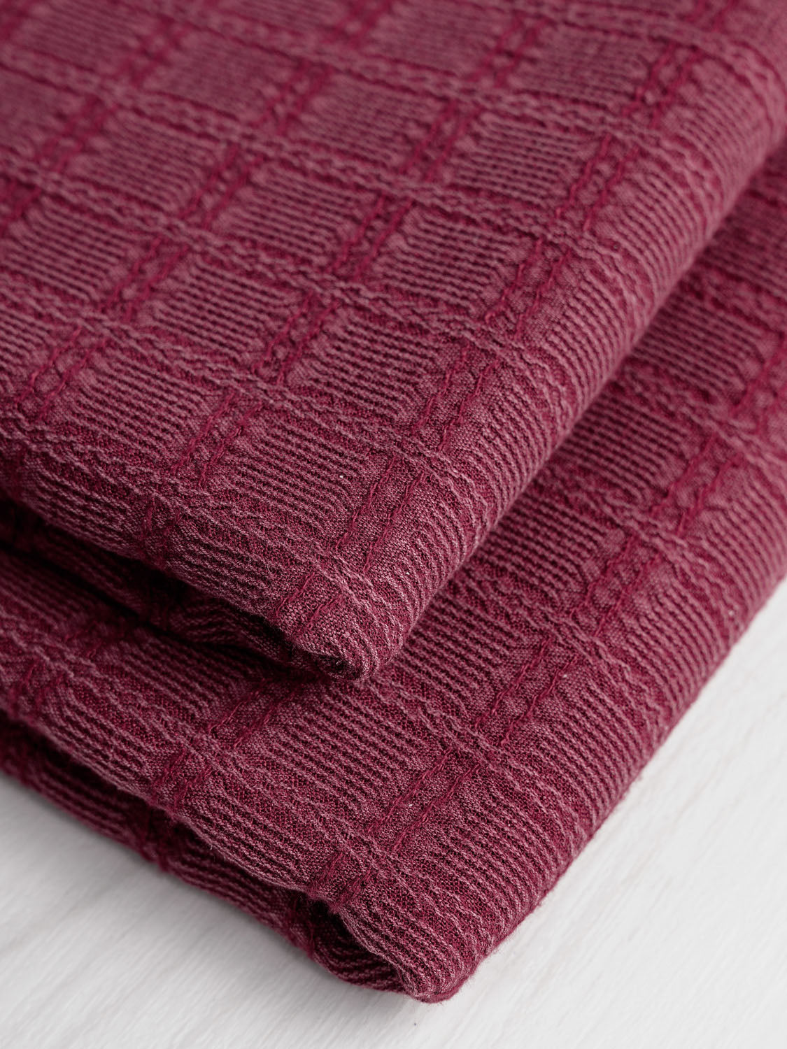 Check Textured Viscose Deadstock - Wine | Core Fabrics