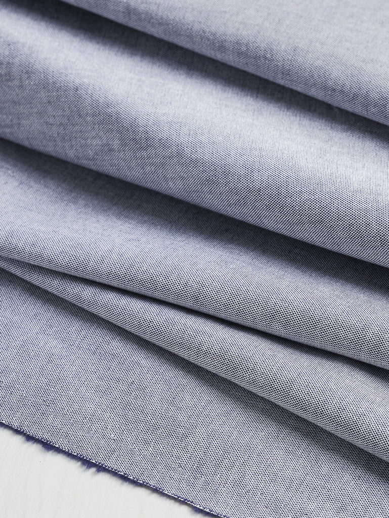 Tissu chemise coton oxford - Bleu foncé