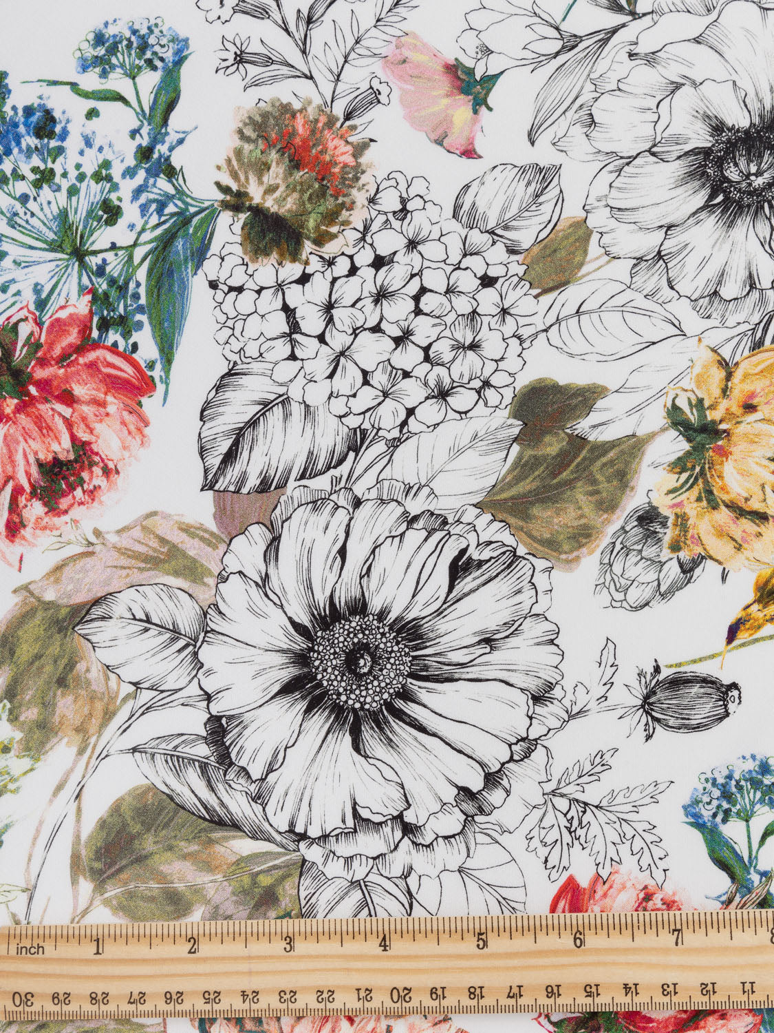 English Garden Inspired Floral Print EcoVero Challis - Cream | Core Fabrics