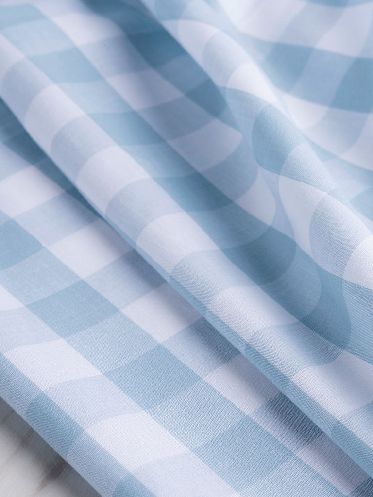 Coton vichy teint en fil à grande échelle - Bleu + Blanc