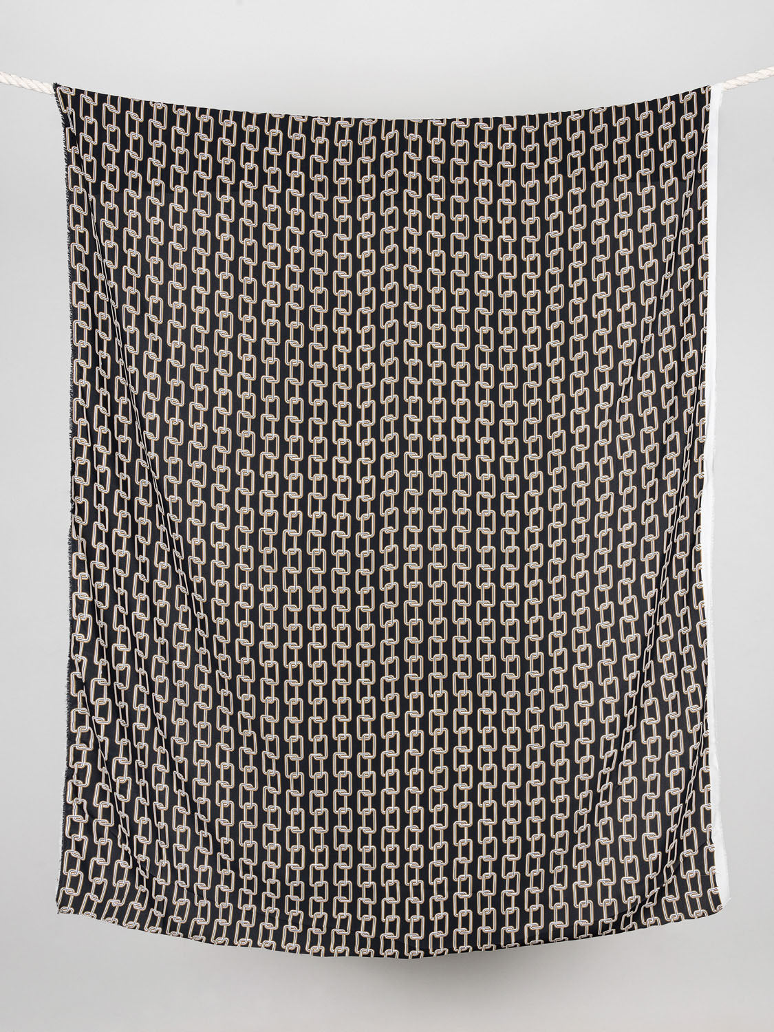 Italian Chain Print Viscose Crepe - Cream + Gold + Black | Core Fabrics