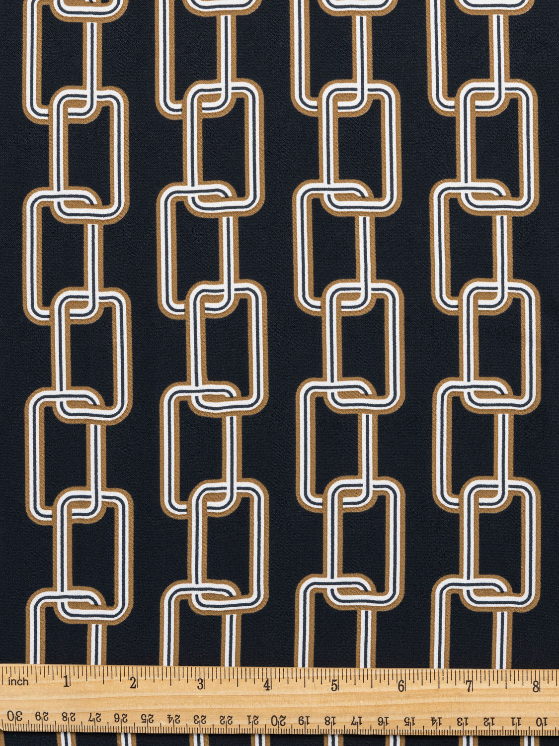 Italian Chain Print Viscose Crepe - Cream + Gold + Black | Core Fabrics