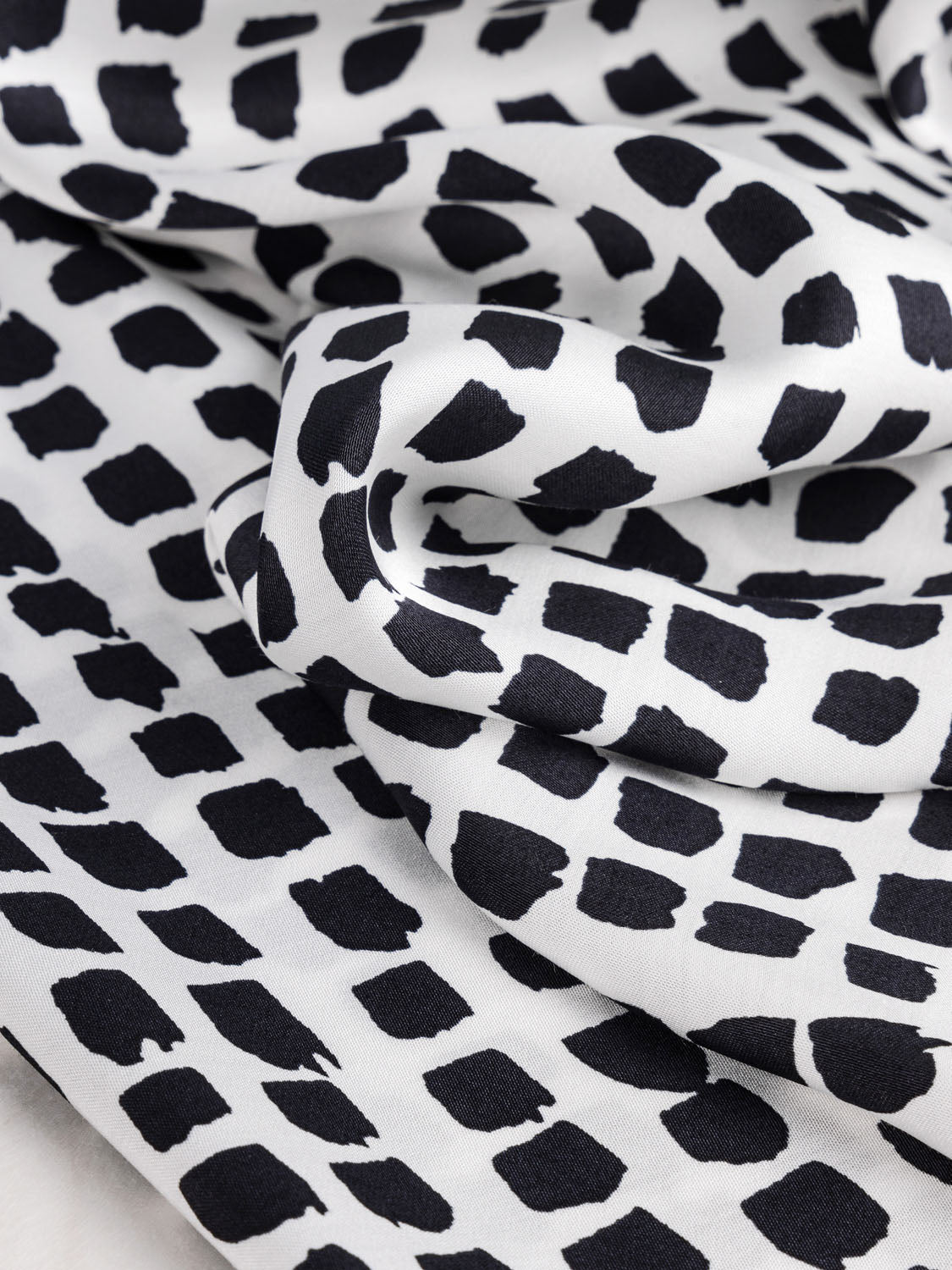 Italian Dot Print Satin Viscose - Black + White | Core Fabrics