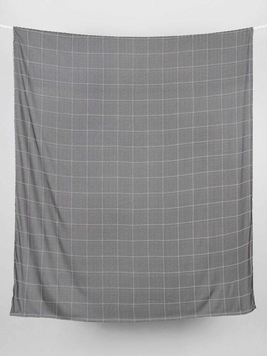 Italian Dotted Windowpane Print Viscose Twill - Cream + Black | Core Fabrics