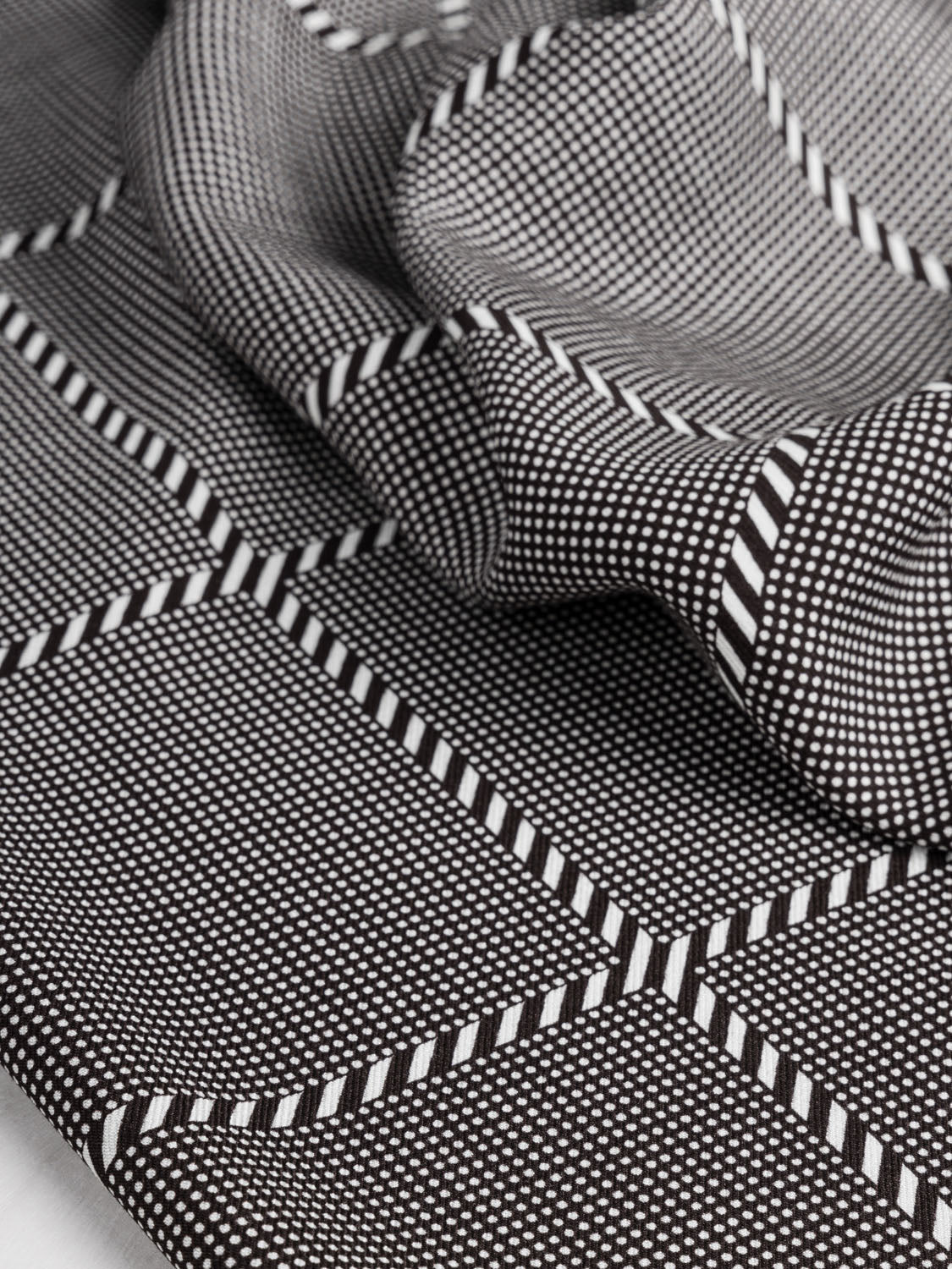 Italian Dotted Windowpane Print Viscose Twill - Cream + Black | Core Fabrics