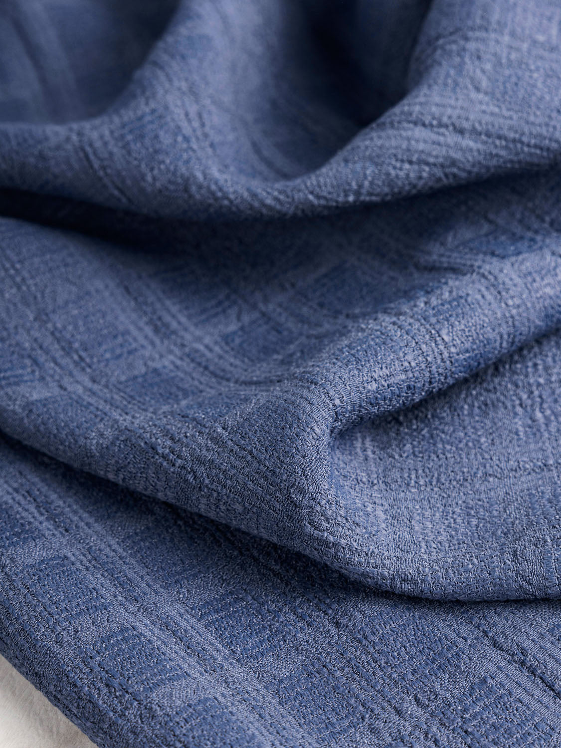 Tartan Textured Viscose Deadstock - Storm Blue | Core Fabrics
