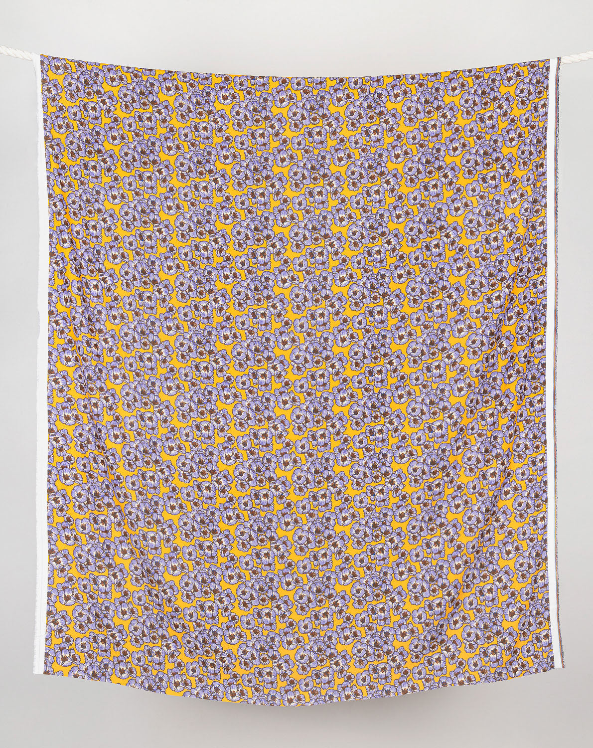 Poppy Floral Print Viscose Crepe - Gold +  Lavender | Core Fabrics