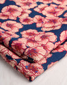 Poppy Floral Print Viscose Crepe - Navy + Pink | Core Fabrics