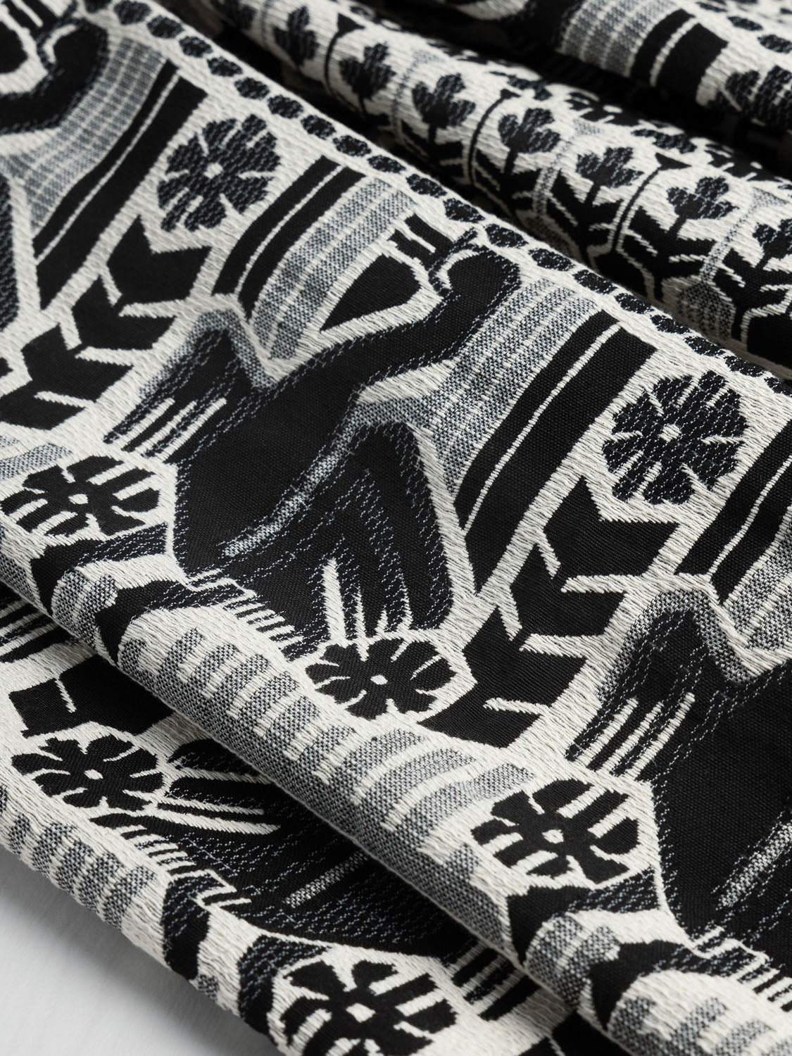 Graphic Swan Cotton Jacquard - Black + White | Core Fabrics