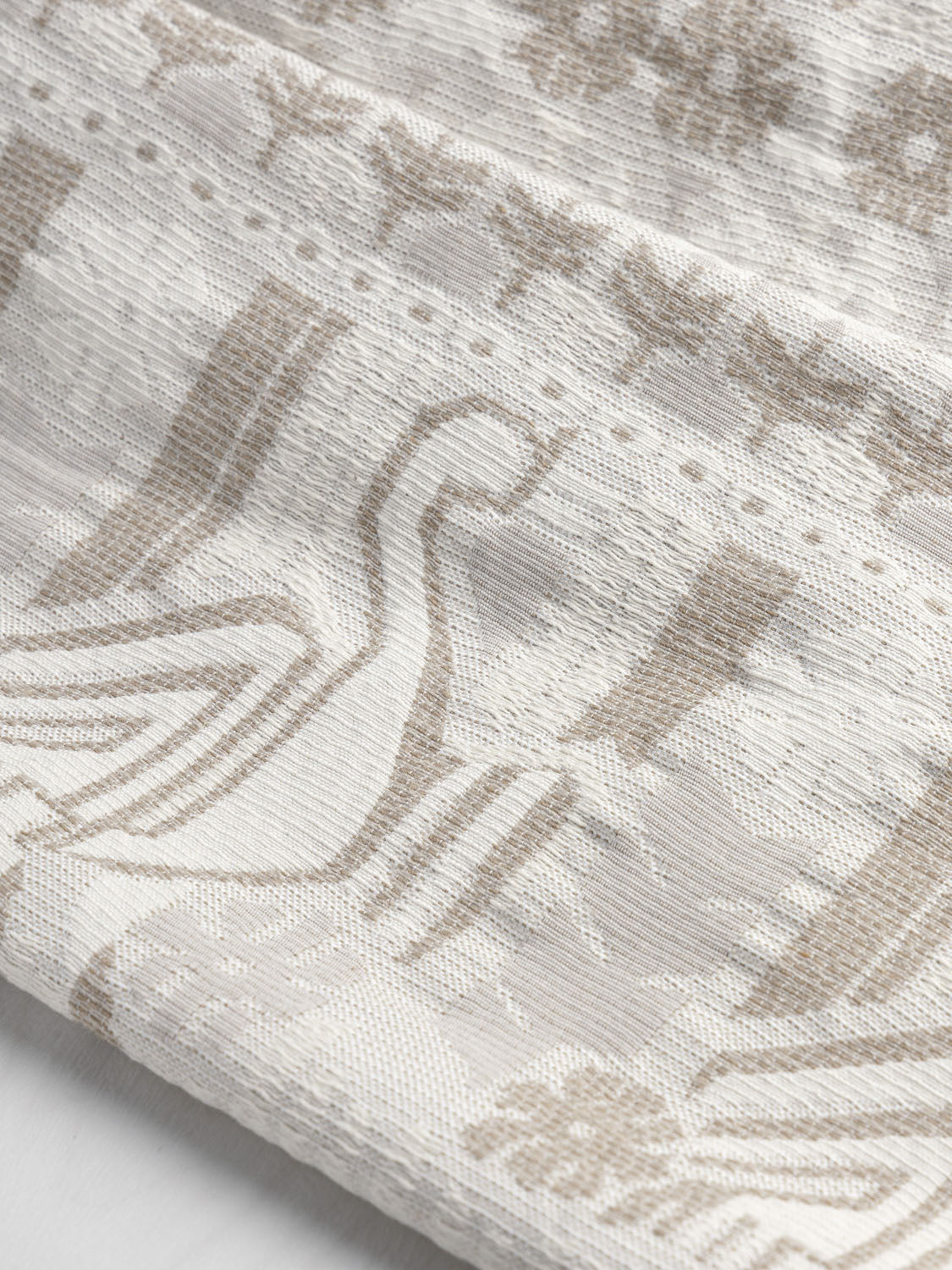 Graphic Swan Cotton Jacquard - Cream + Ecru | Core Fabrics