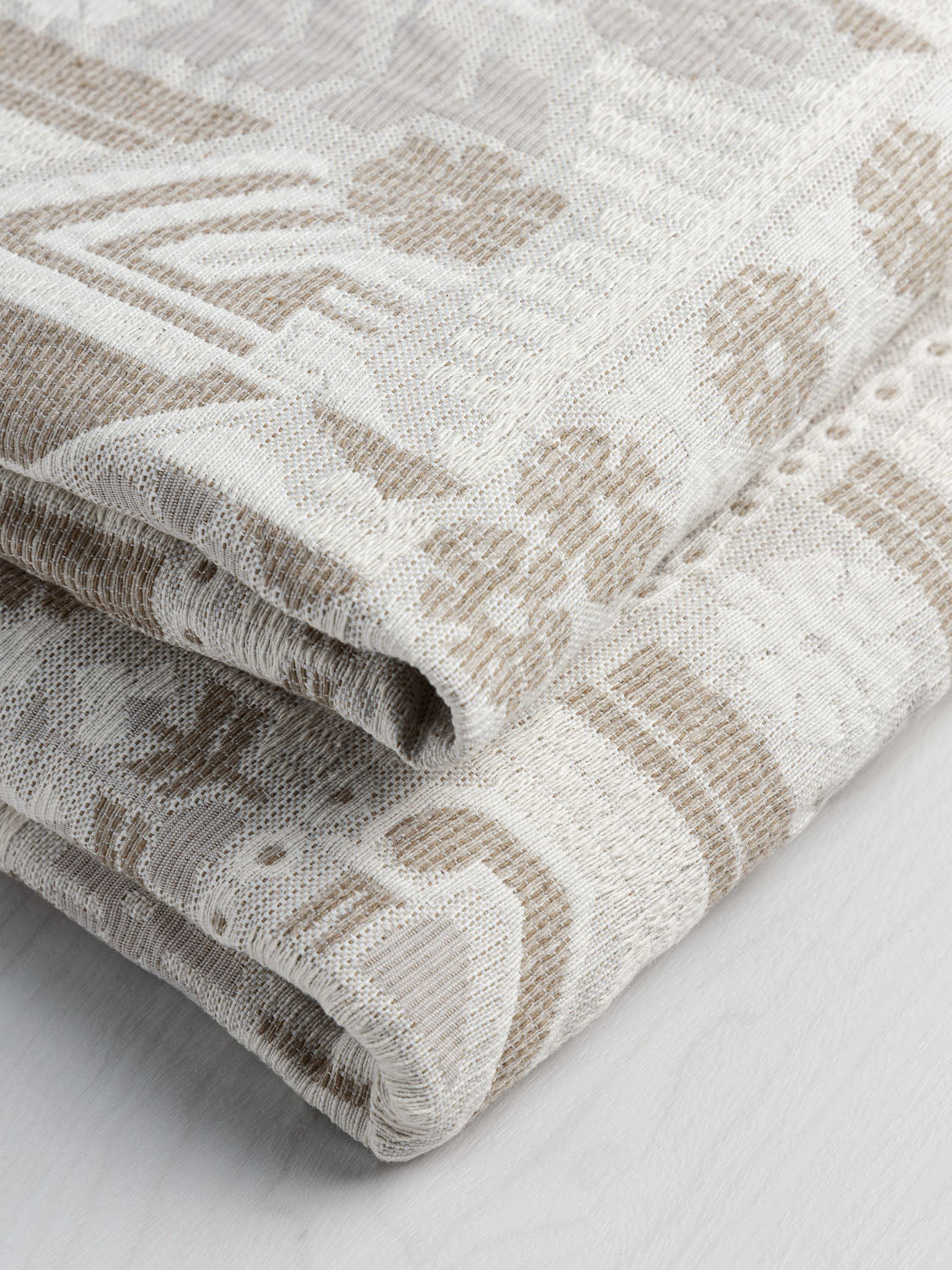 Graphic Swan Cotton Jacquard - Cream + Ecru | Core Fabrics
