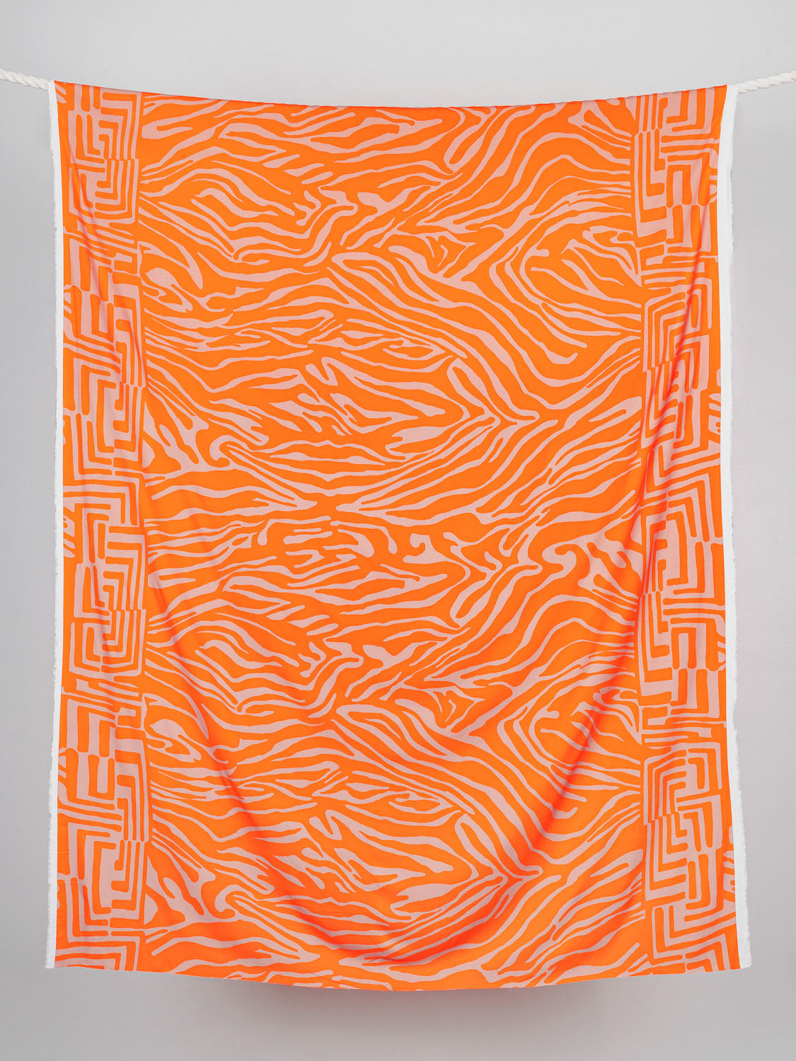 Graphic Zebra Border Print Stretch Viscose - Amber + Peach | Core Fabrics