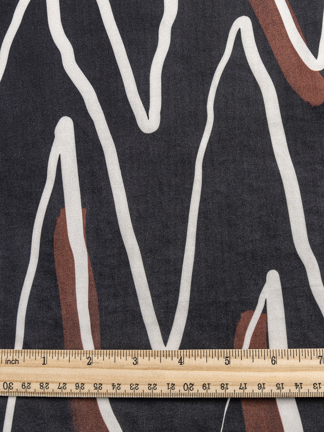 Graphic Zigzag Print Viscose - Black + Brown + Cream | Core Fabrics