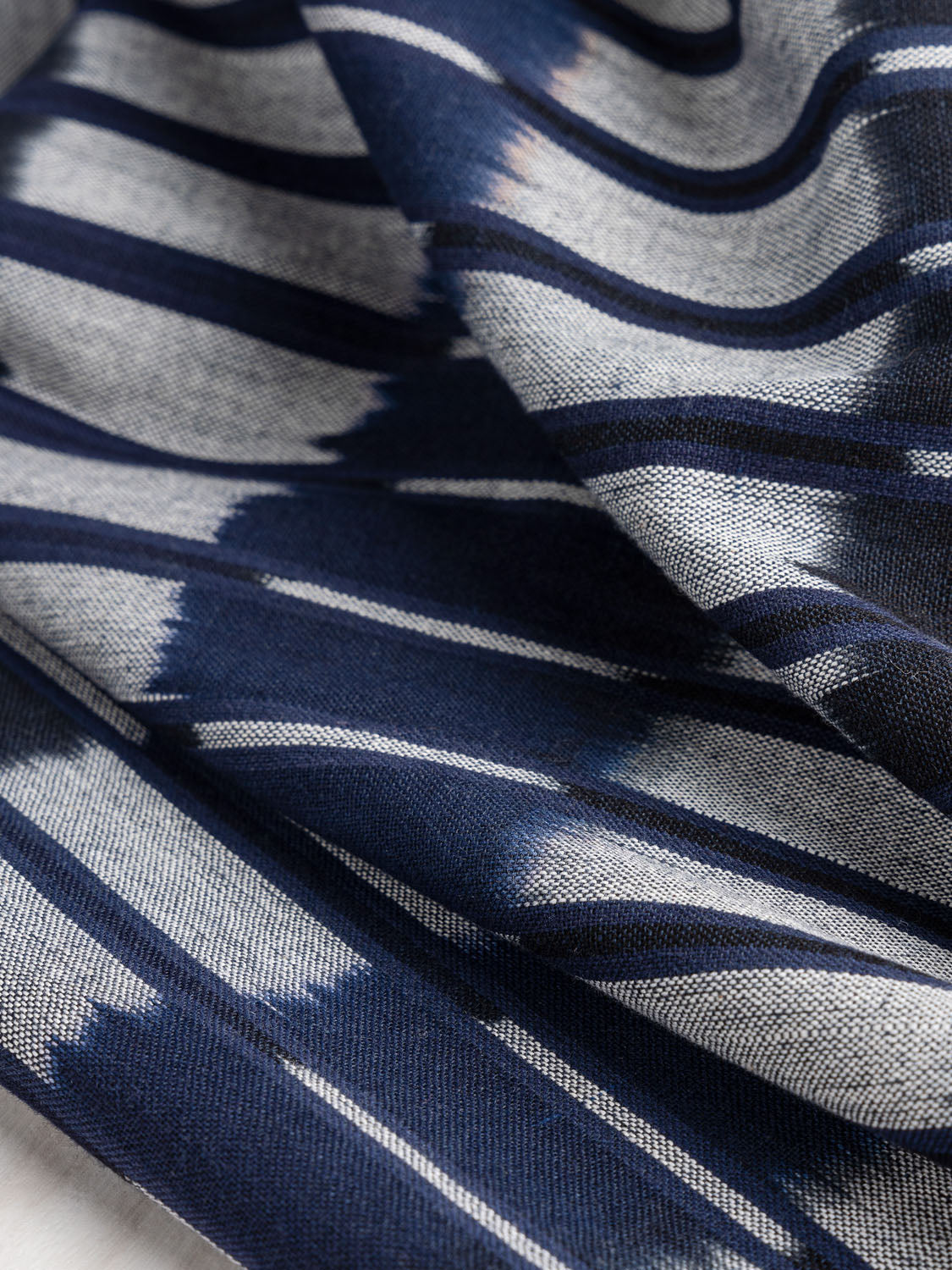 Handwoven Cotton Striped Ikat - Navy + Black + White | Core Fabrics