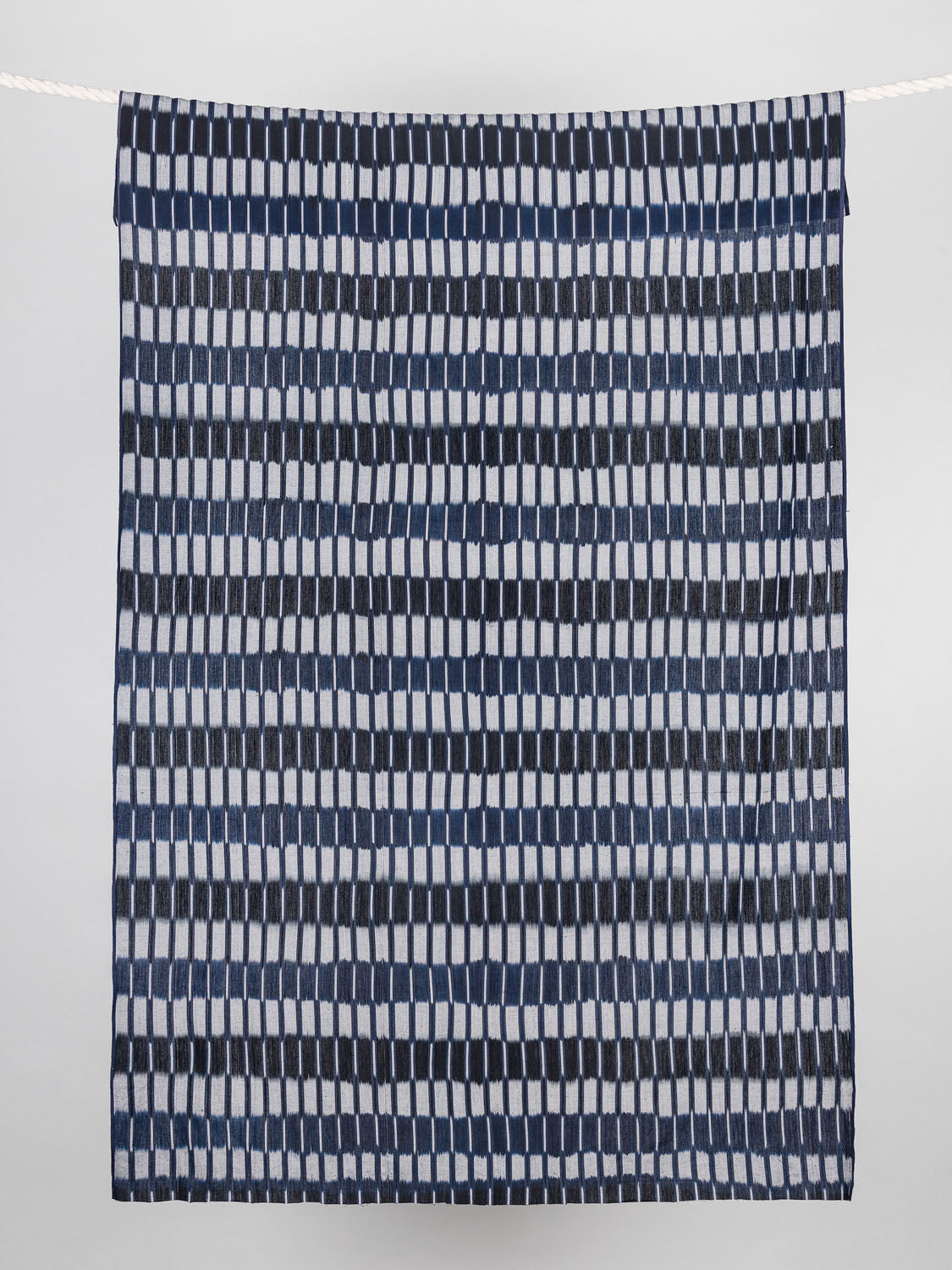 Handwoven Cotton Striped Ikat - Navy + Black + White | Core Fabrics
