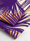 Italian Designer Palm Print Viscose Linen - Violet + Copper + Cream | Core Fabrics