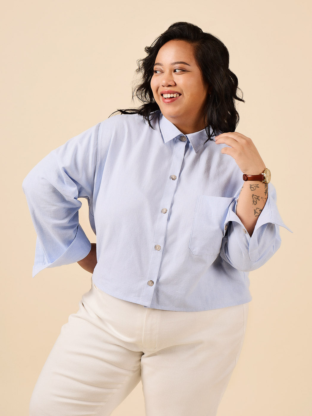 Jenna Cropped Shirt | Plus Size Shirt +Shirtdress Pattern | Closet Core Patterns