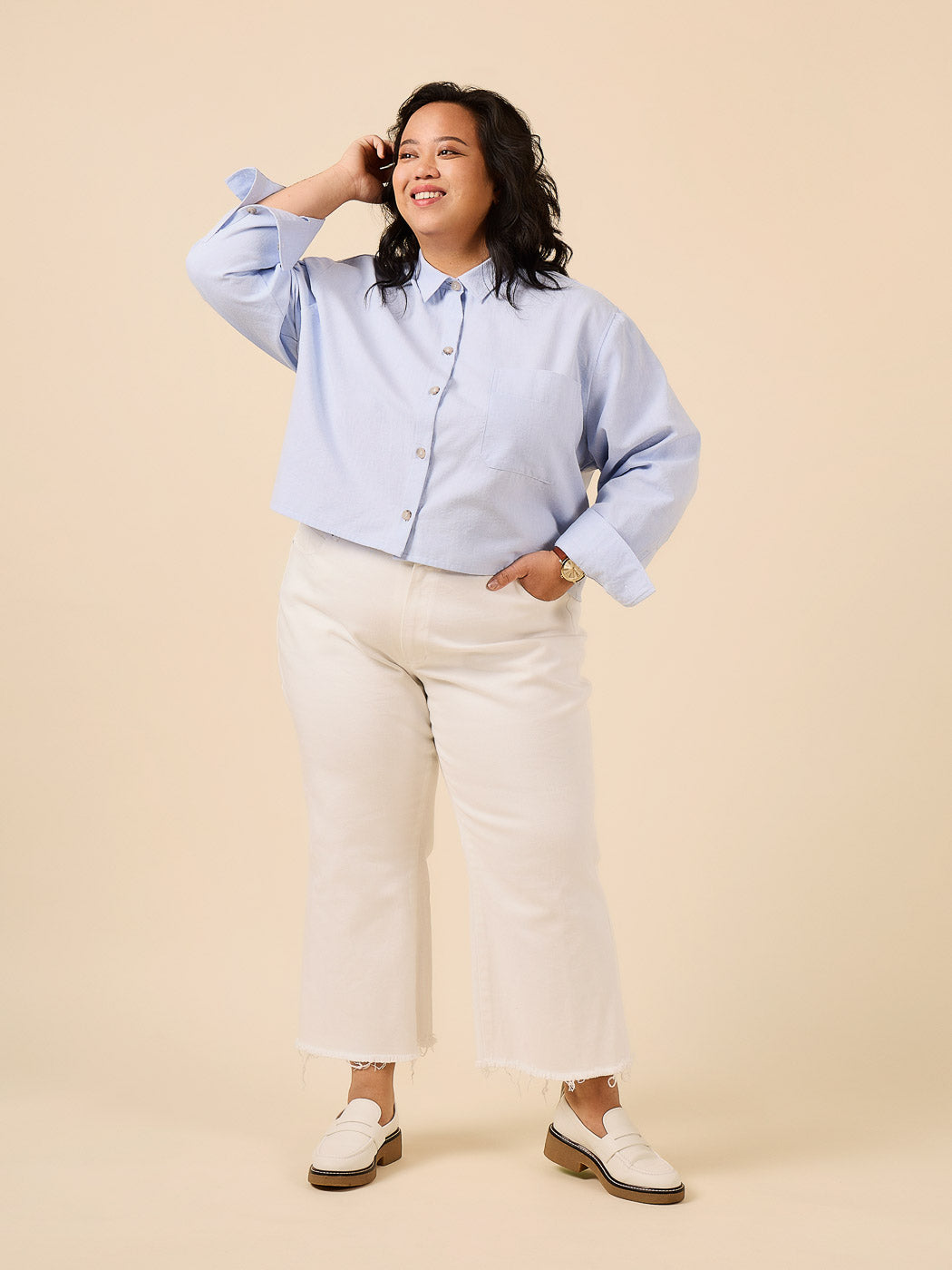 Jenna Cropped Shirt | Plus Size Shirt +Shirtdress Pattern | Closet Core Patterns