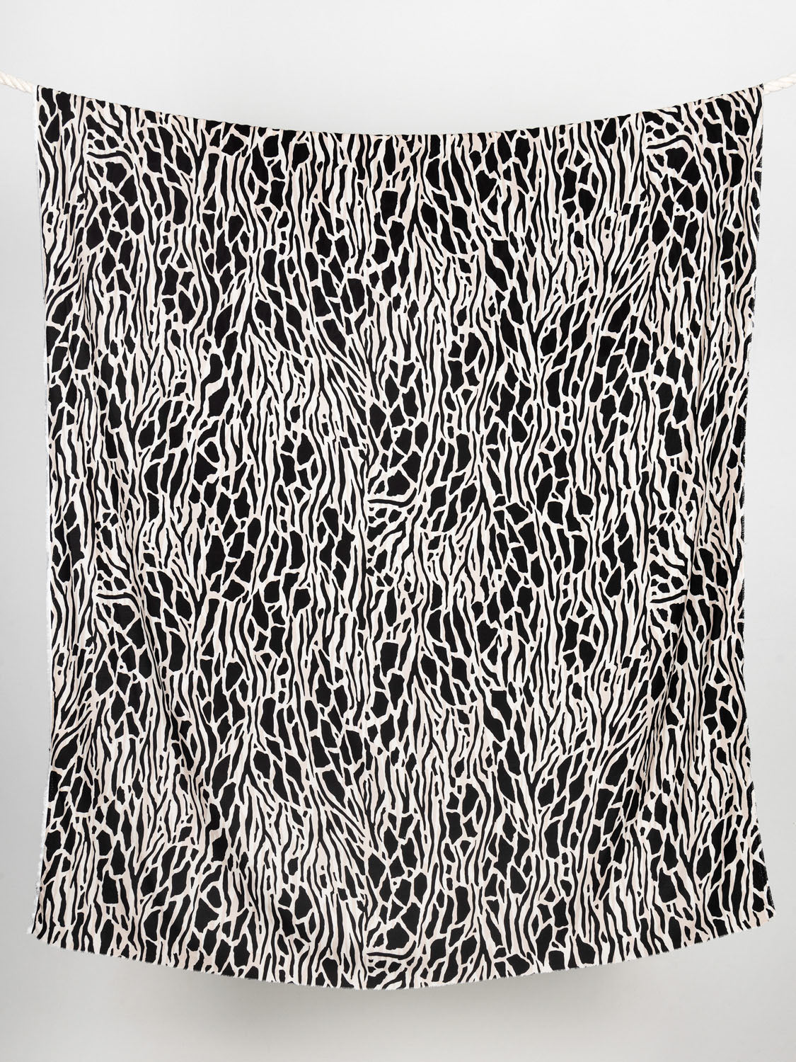 Zebra animal print fabric in black and grey . Linen & Cotton blend