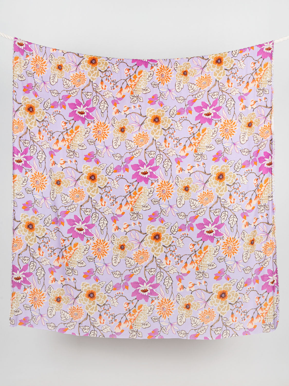 Large Scale Floral Viscose Twill - Orange + Lavender | Core Fabrics