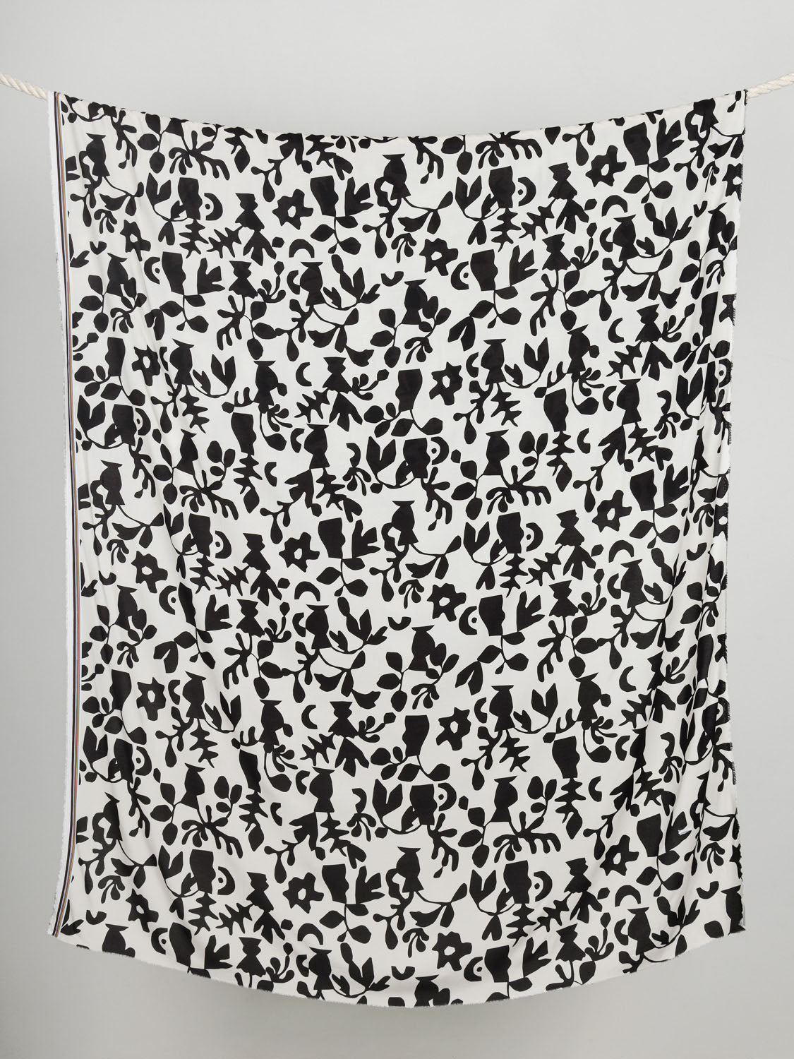 Large Scale Graphic Vase Print EcoVero Viscose - Black + White | Core Fabrics