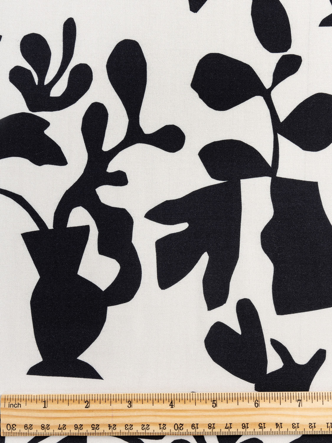 Large Scale Graphic Vase Print EcoVero Viscose - Black + White | Core Fabrics