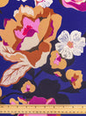 Large Scale Illustrated Flower Print Viscose - Cobalt + Clay + Magenta | Core Fabrics
