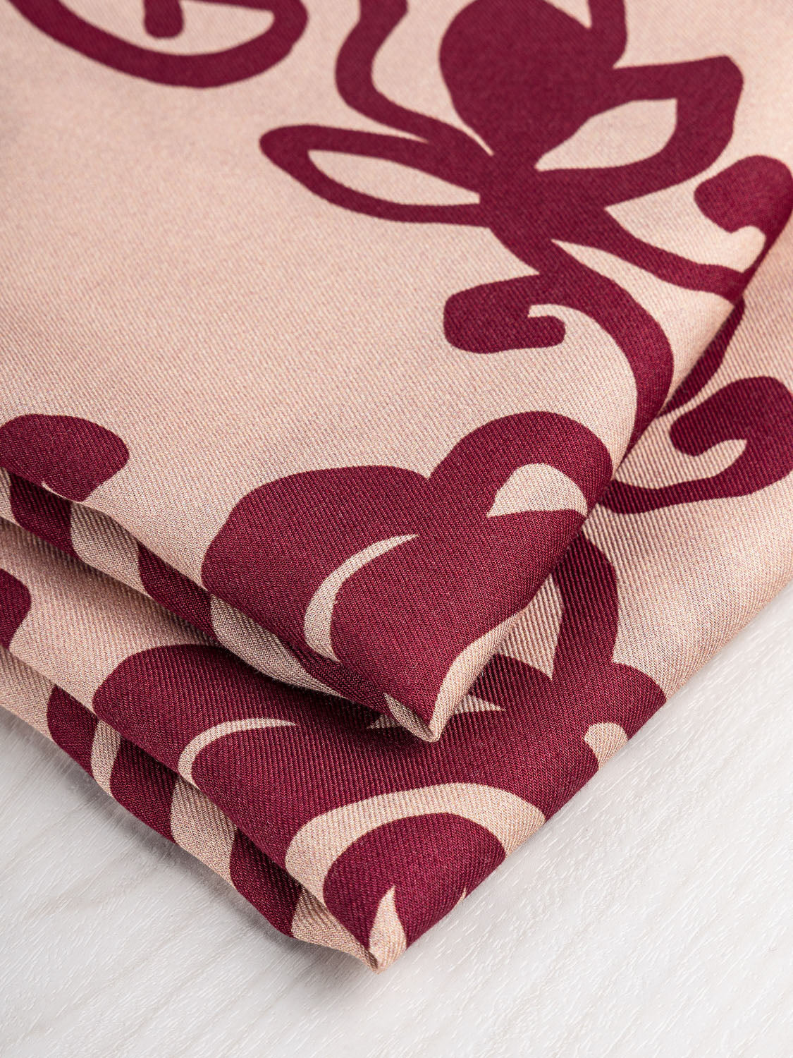 Large Scale Paisley Print Viscose Twill - Burgundy + Rose | Core Fabrics