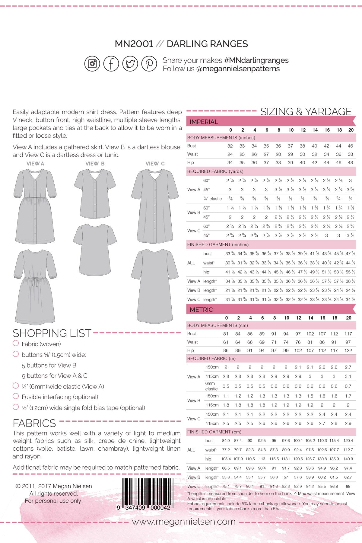 Megan Nielsen - Darling Ranges dress | Core Fabrics