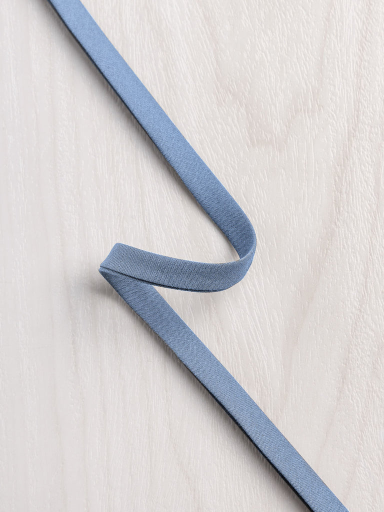 Ruban de biais en popeline de coton à double pli - largeur 10 mm (3/8 po) - Bleu ardoise