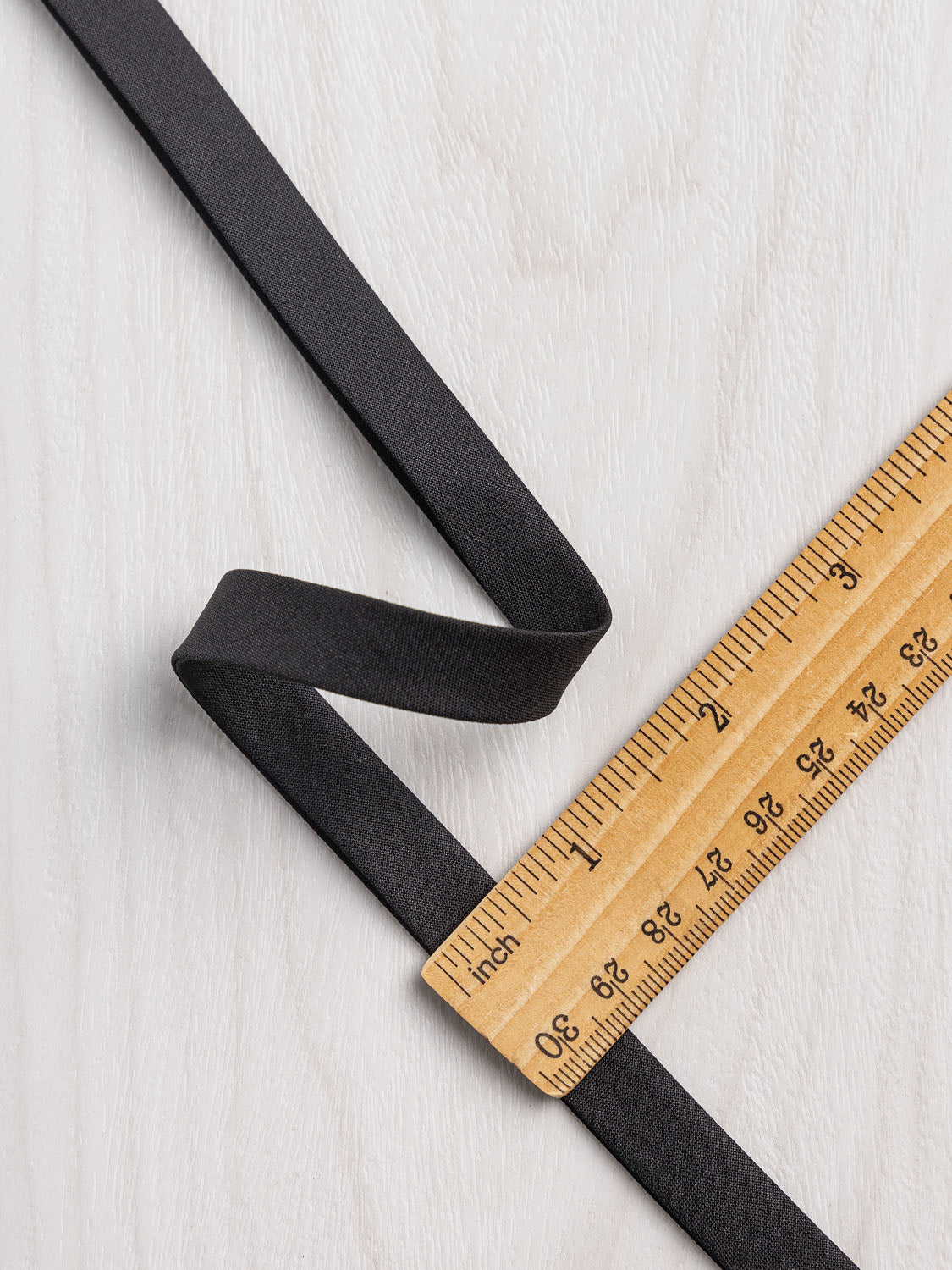 Double-Fold Cotton Poplin Bias Tape - 1/2' (13mm) wide - Black | Core Fabrics