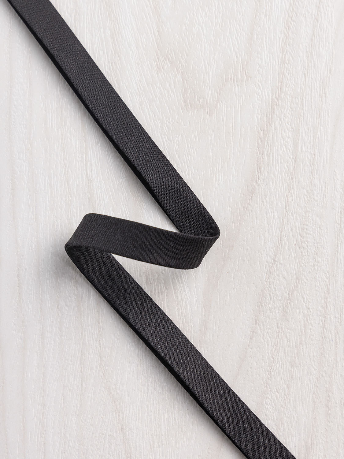 Double-Fold Cotton Poplin Bias Tape - 1/2' (13mm) wide - Black | Core Fabrics