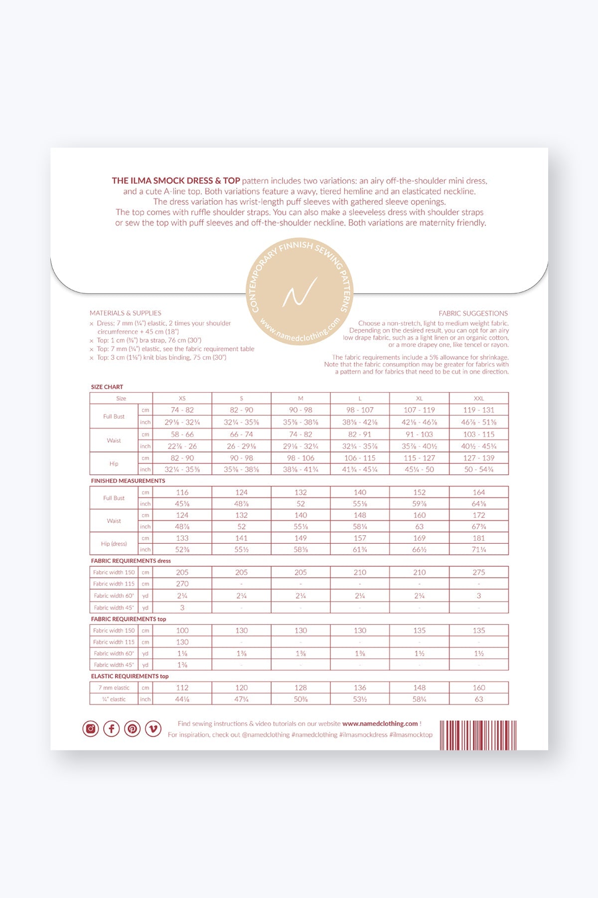 Named - Ilma smock dress & top pattern | Core Fabrics