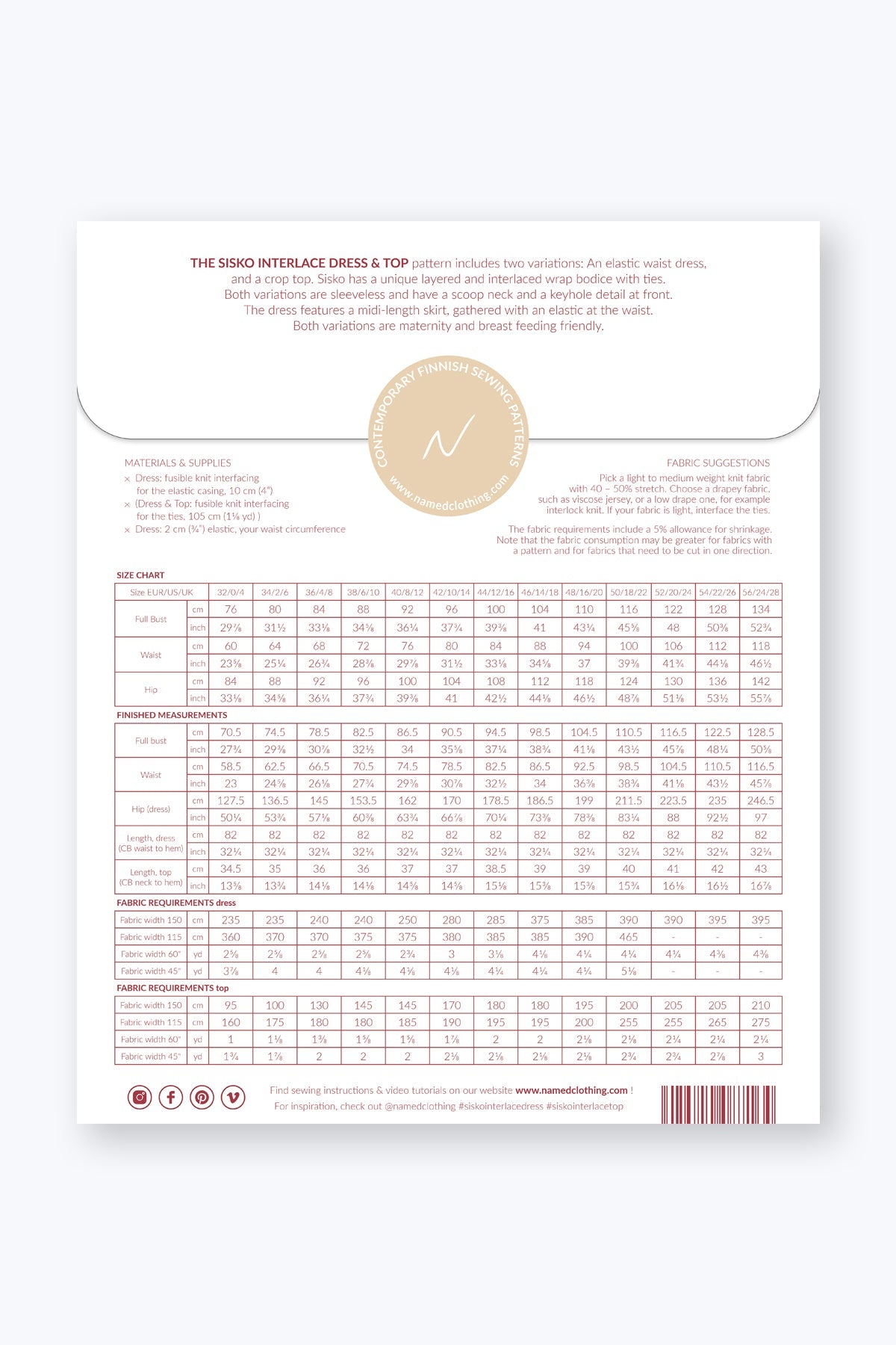 Named - Sisko interlace dress & top pattern | Core Fabrics