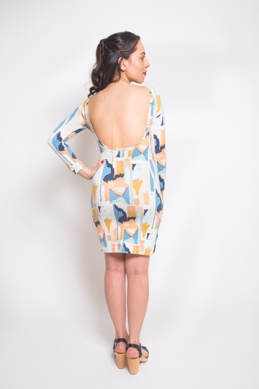 Nettie_Knit_dress_pattern_Backless-back_view | Core Fabrics