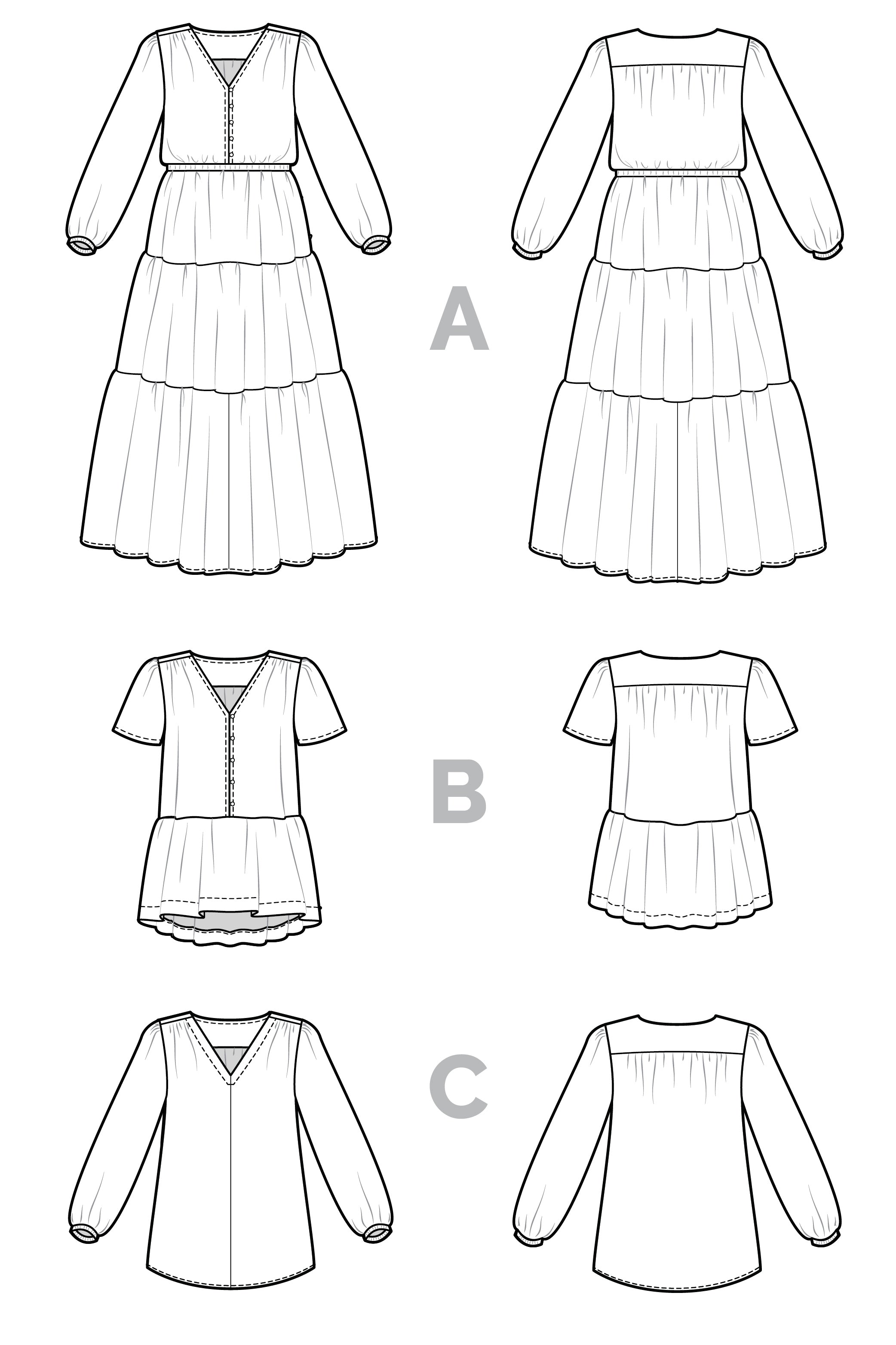 Nicks Dress + Blouse Pattern | Tech Flats | Closet Core Patterns