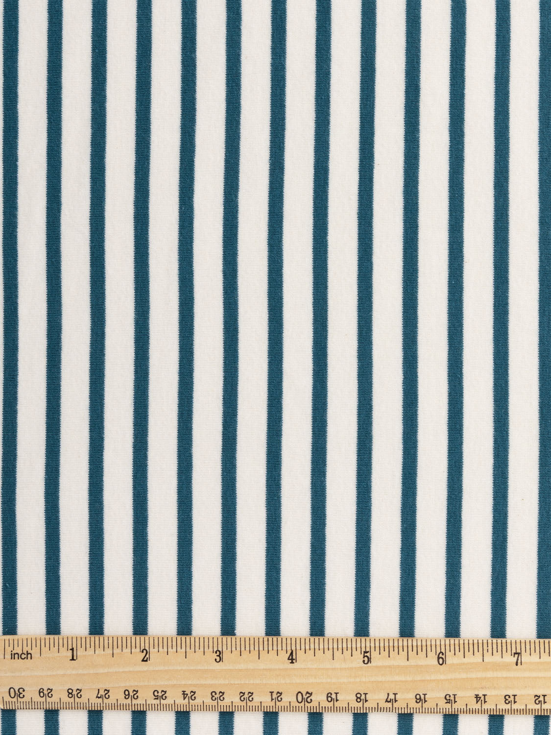 Organic Cotton Striped Baby Rib Knit - Stormy Teal + Cream | Core Fabrics