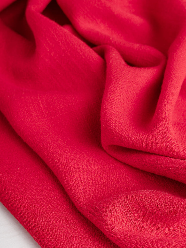 Textured Viscose Linen - Crimson